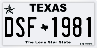 TX license plate DSF1981