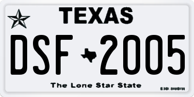 TX license plate DSF2005