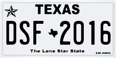 TX license plate DSF2016