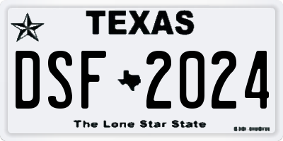 TX license plate DSF2024