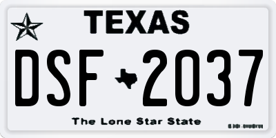 TX license plate DSF2037