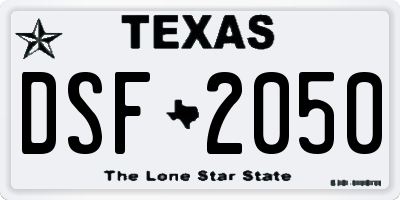 TX license plate DSF2050