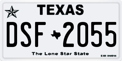 TX license plate DSF2055