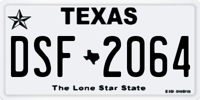 TX license plate DSF2064