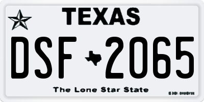 TX license plate DSF2065