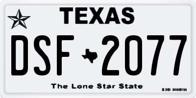 TX license plate DSF2077