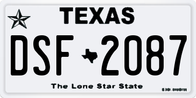 TX license plate DSF2087