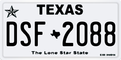 TX license plate DSF2088