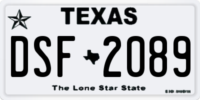 TX license plate DSF2089