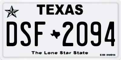 TX license plate DSF2094