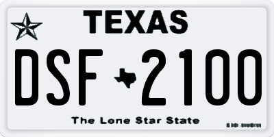 TX license plate DSF2100