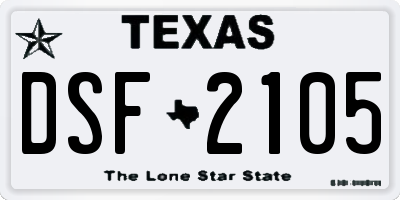 TX license plate DSF2105