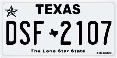 TX license plate DSF2107