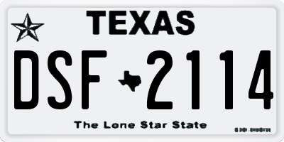 TX license plate DSF2114