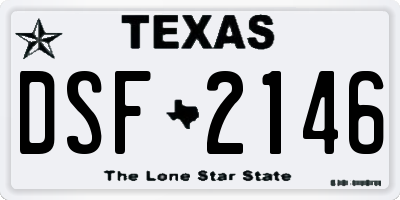 TX license plate DSF2146