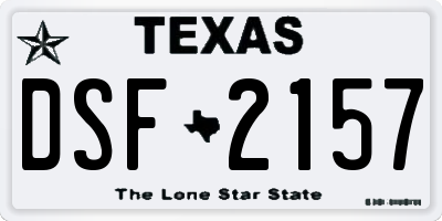 TX license plate DSF2157