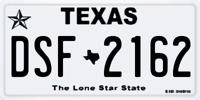 TX license plate DSF2162