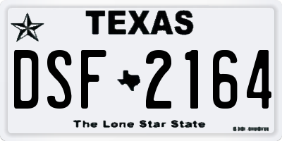 TX license plate DSF2164