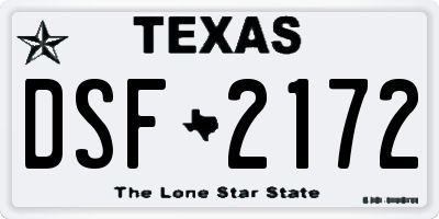 TX license plate DSF2172