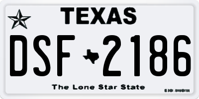 TX license plate DSF2186