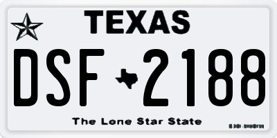 TX license plate DSF2188