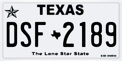 TX license plate DSF2189