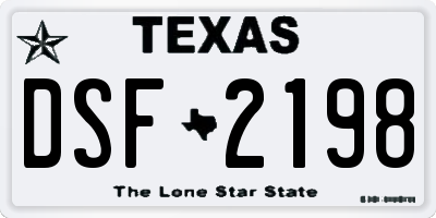 TX license plate DSF2198