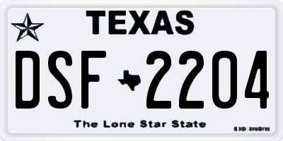 TX license plate DSF2204