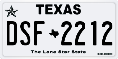 TX license plate DSF2212