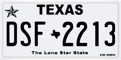 TX license plate DSF2213