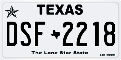 TX license plate DSF2218