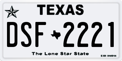 TX license plate DSF2221