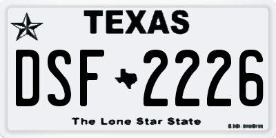 TX license plate DSF2226