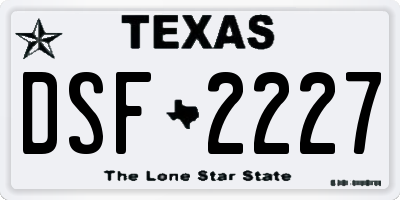 TX license plate DSF2227