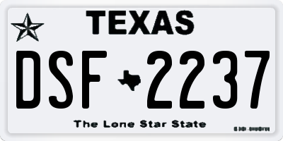 TX license plate DSF2237