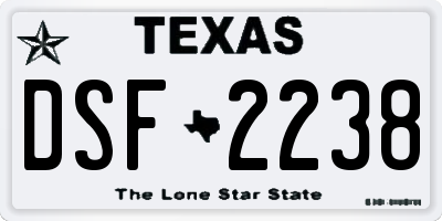 TX license plate DSF2238