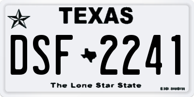 TX license plate DSF2241