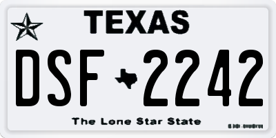 TX license plate DSF2242