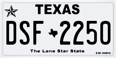 TX license plate DSF2250