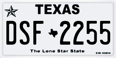 TX license plate DSF2255