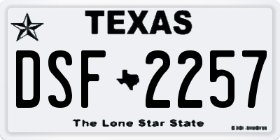 TX license plate DSF2257