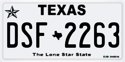 TX license plate DSF2263