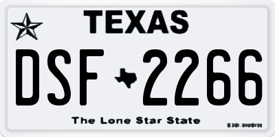 TX license plate DSF2266