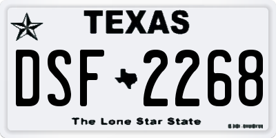 TX license plate DSF2268