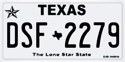 TX license plate DSF2279