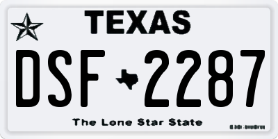 TX license plate DSF2287