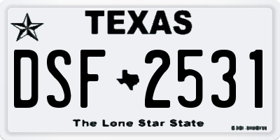 TX license plate DSF2531