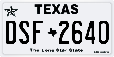 TX license plate DSF2640