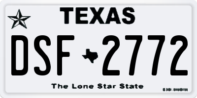 TX license plate DSF2772