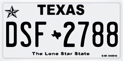 TX license plate DSF2788